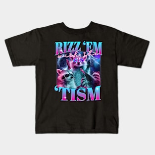 Autism Funny Rizz Em With The Tism Meme Autistic Opossum Kids T-Shirt